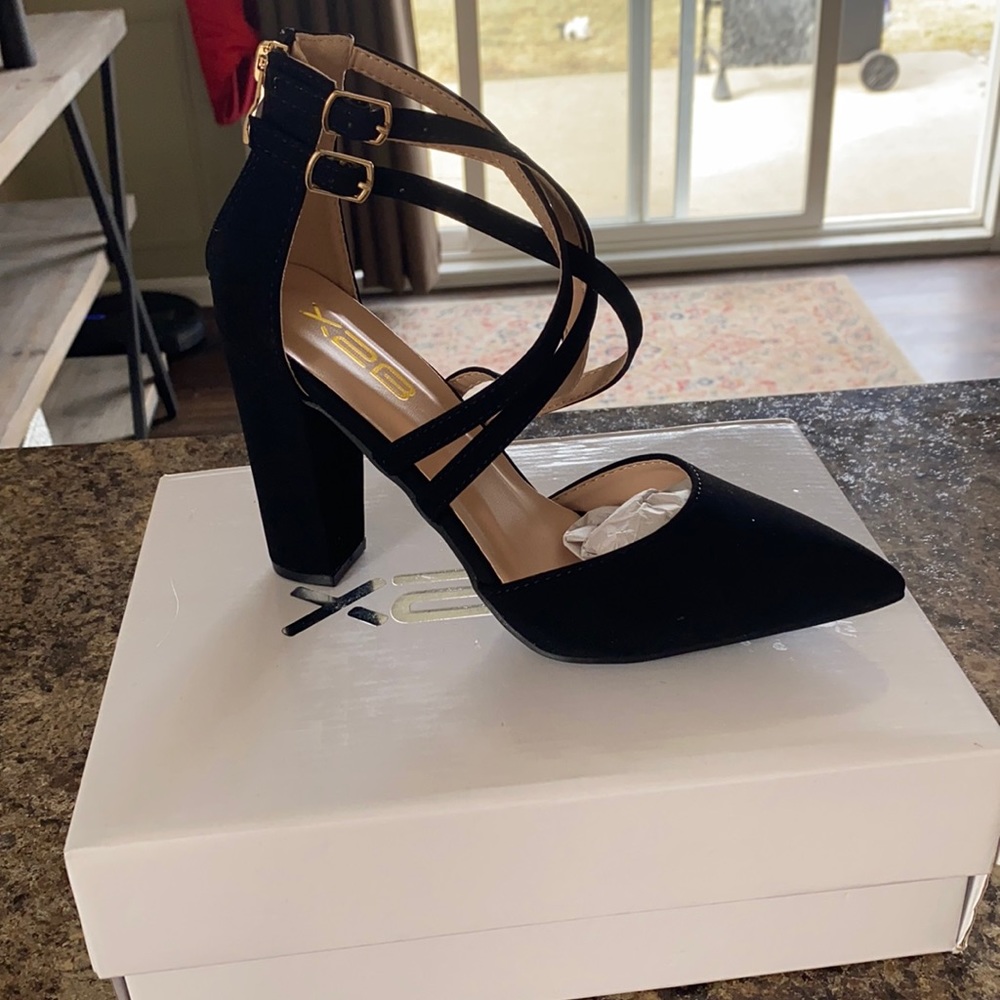 Black strappy heels